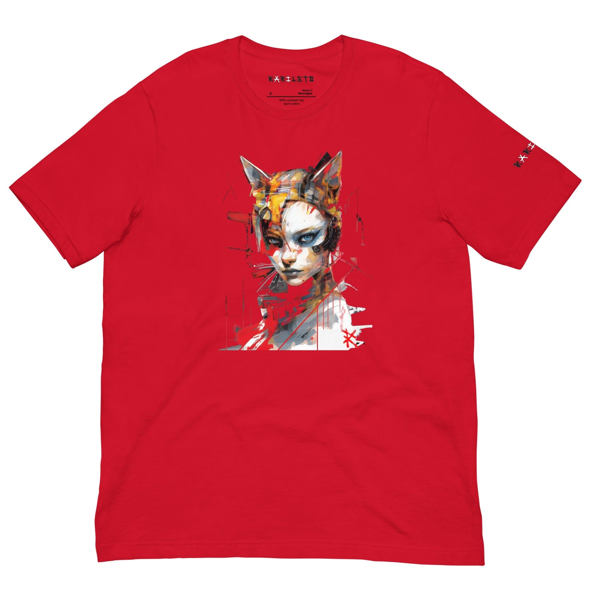 Front Red: CAT GIRL Premium Crewneck T-Shirt in Red