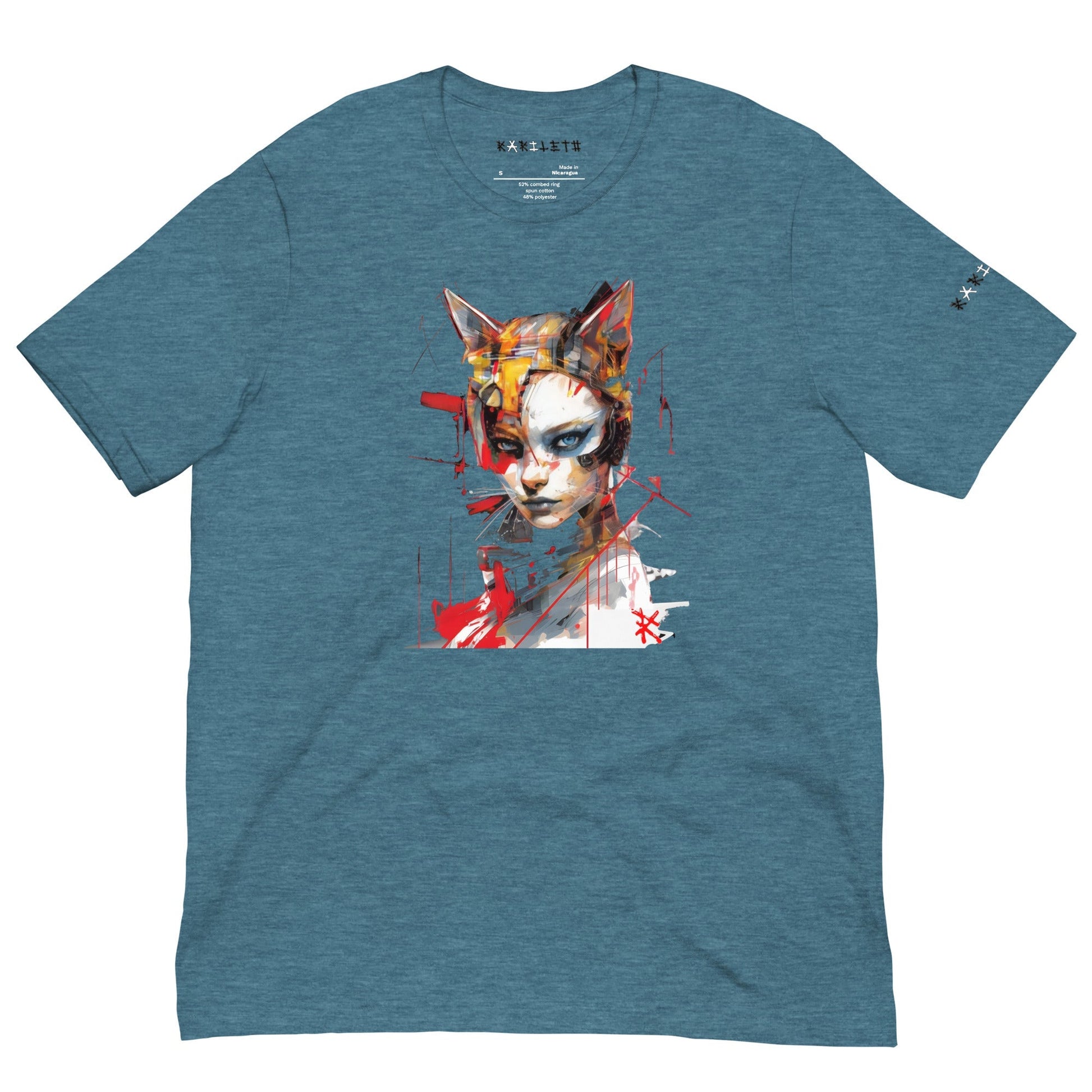 Front Teal: CAT GIRL Premium Crewneck T-Shirt in Teal