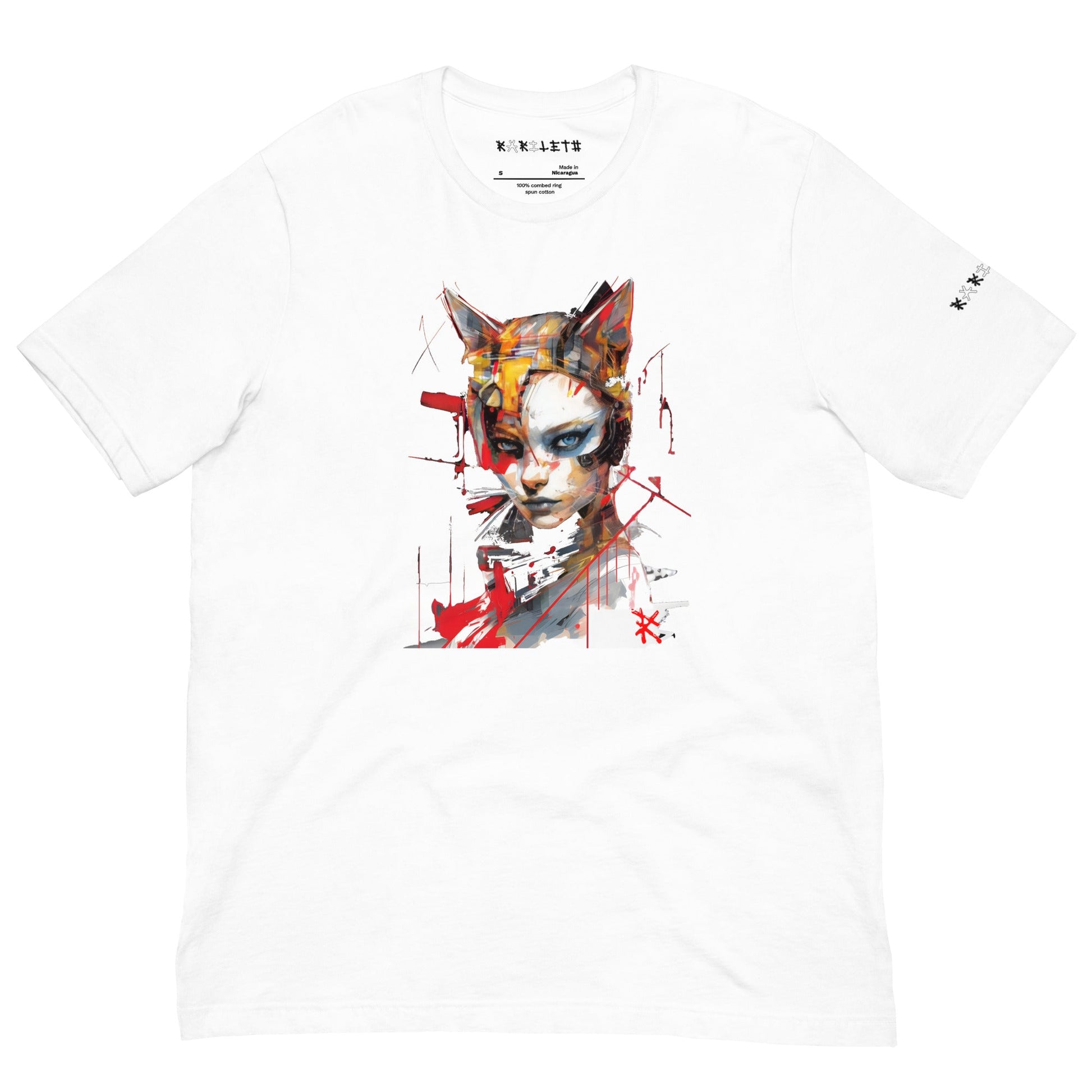 Front White: CAT GIRL Premium Crewneck T-Shirt in White