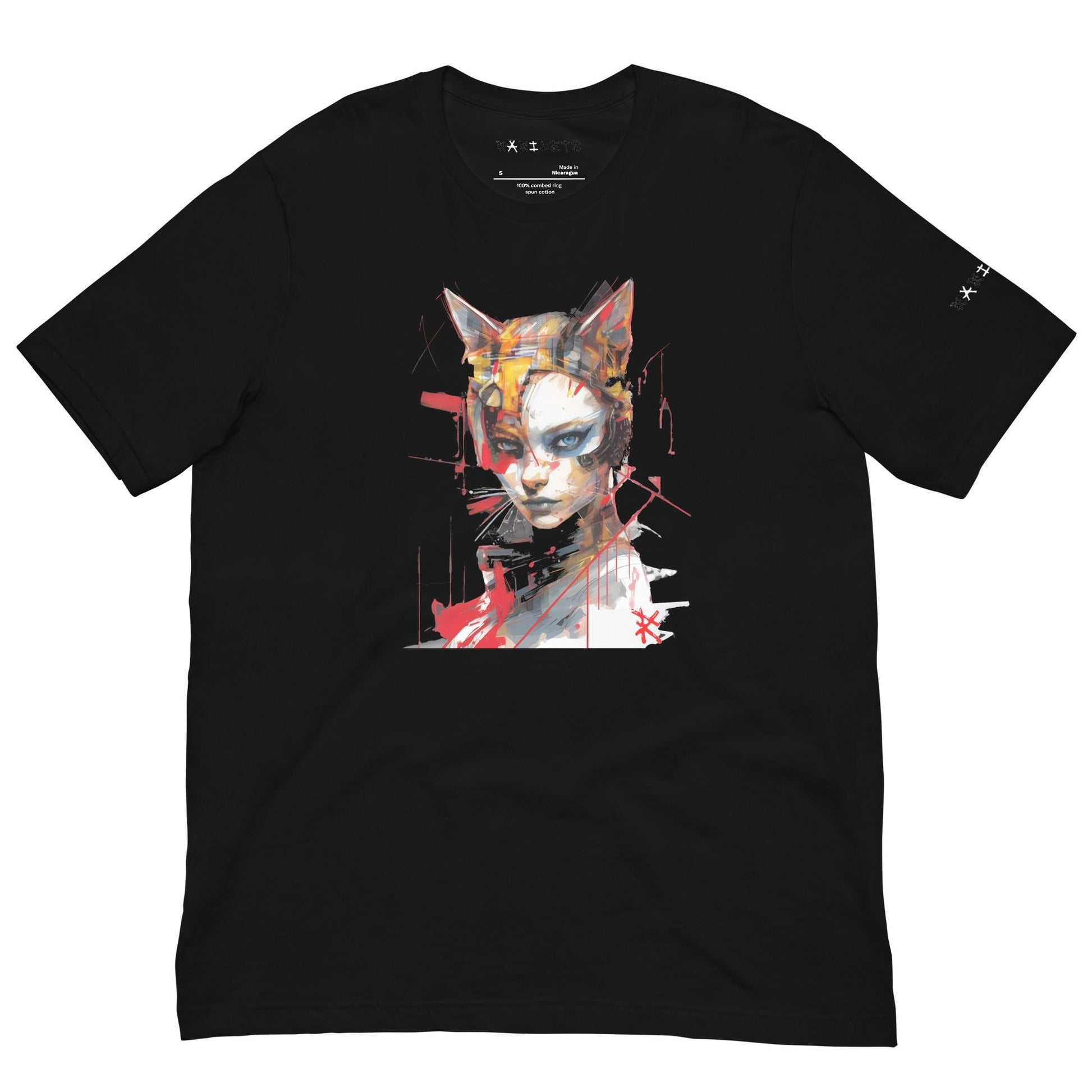 Front Black: CAT GIRL Premium Crewneck T-Shirt in Black