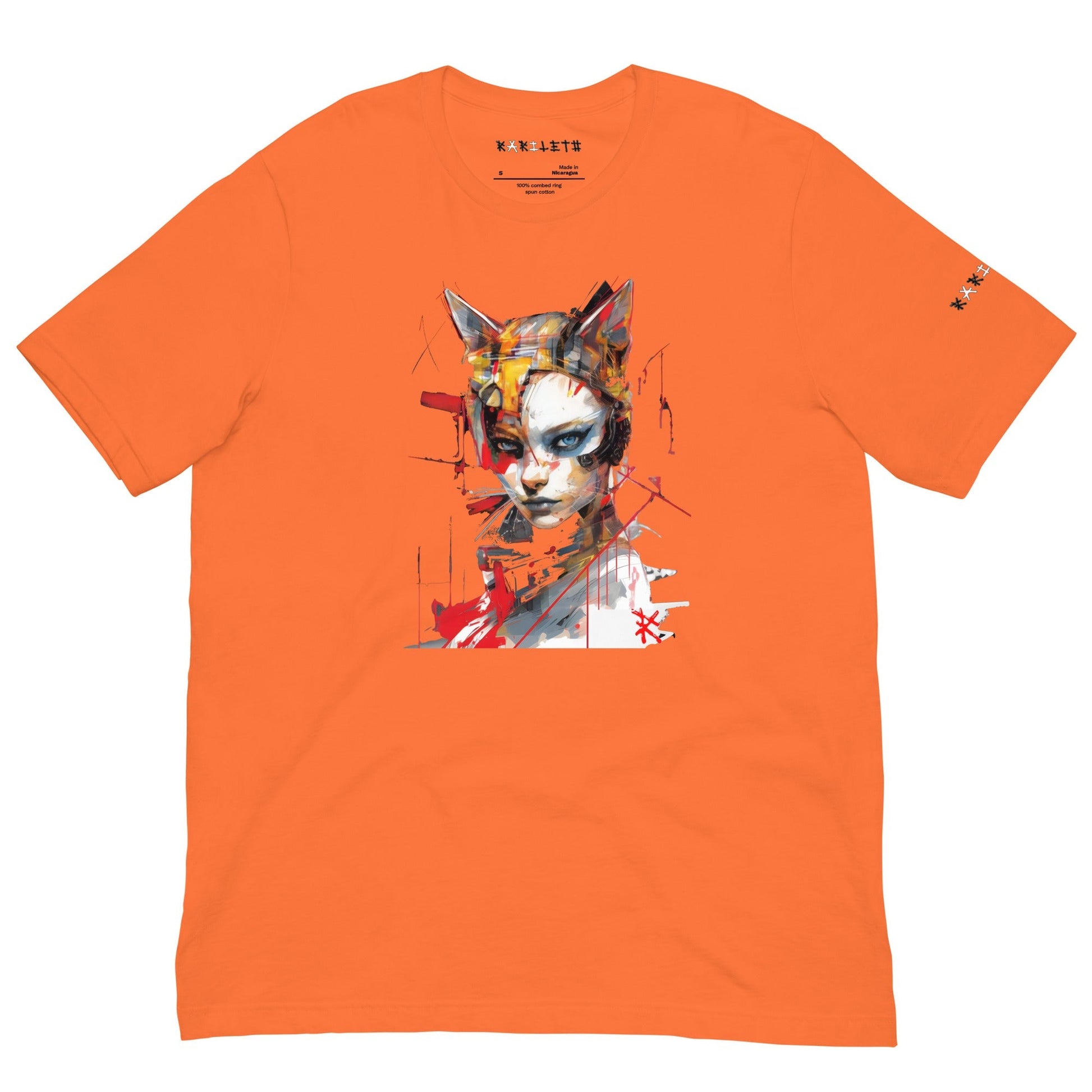 Front Orange: CAT GIRL Premium Crewneck T-Shirt in Orange