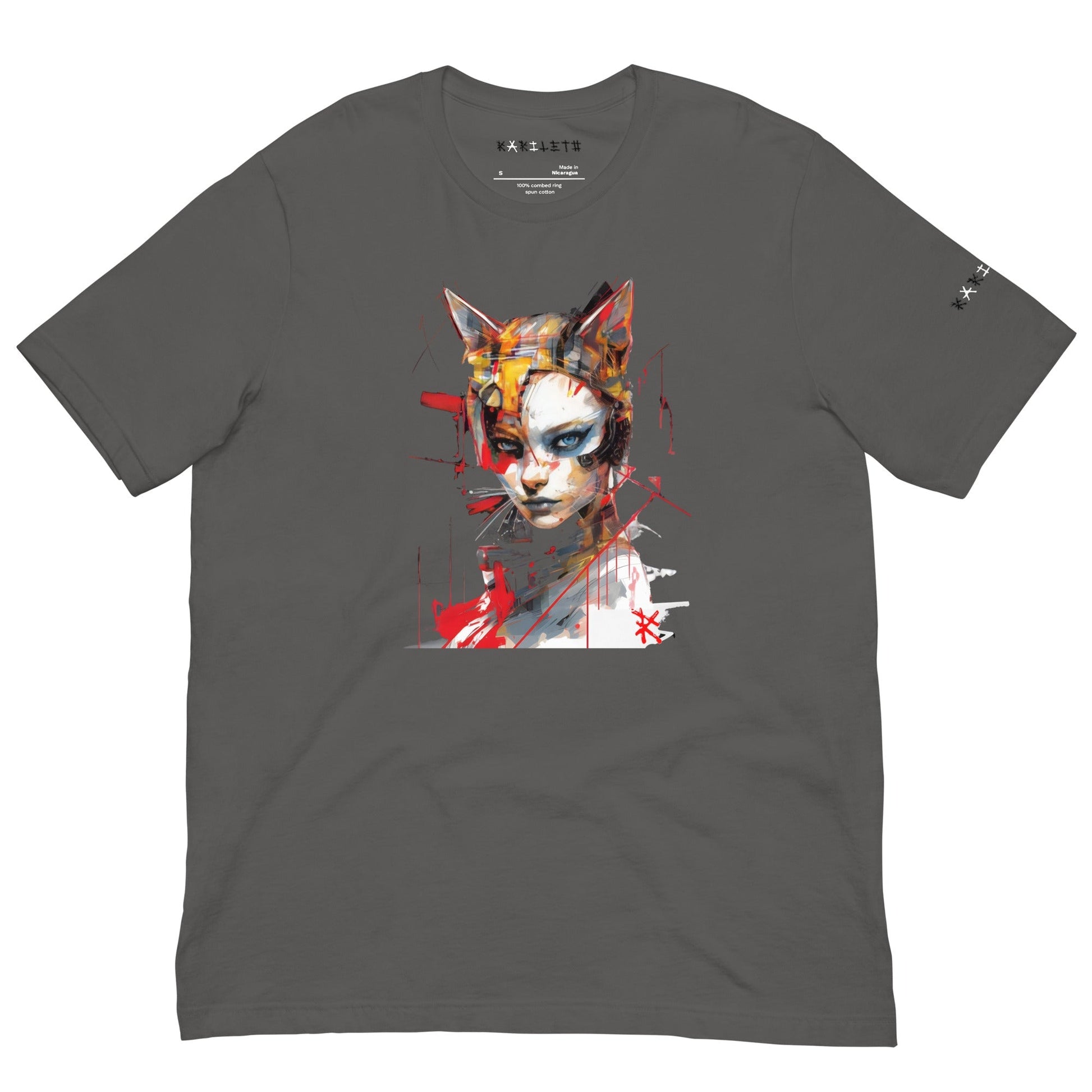 Front Asphalt: CAT GIRL Premium Crewneck T-Shirt in Asphalt