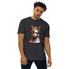 CAT GIRL Premium Heavyweight T-Shirt in Charcoal Heather - Rarileto - Front View on Model
