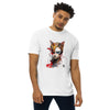 White Front View of CAT GIRL Premium Heavyweight T-Shirt on Model