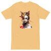 Vintage Gold Front View of CAT GIRL Premium Heavyweight T-Shirt