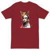 Brick Red Front View of CAT GIRL Premium Heavyweight T-Shirt