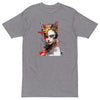 Carbon Grey Front View of CAT GIRL Premium Heavyweight T-Shirt