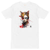 White Front View of CAT GIRL Premium Heavyweight T-Shirt