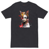 Charcoal Heather Front View of CAT GIRL Premium Heavyweight T-Shirt