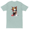 CAT GIRL Premium Heavyweight T-Shirt in Agave - Rarileto - Front View
