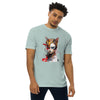 CAT GIRL Premium Heavyweight T-Shirt in Agave - Rarileto - Front View on Model
