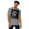 Carbon Grey Front View of CAT WOMAN 2050 Premium Heavyweight T-Shirt on Model