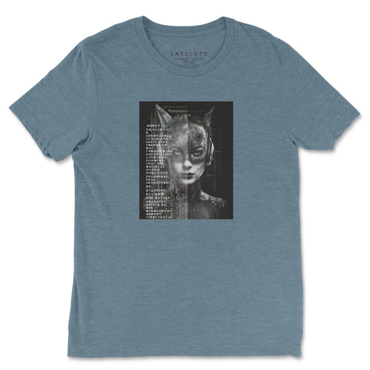 Front Denim Triblend: CAT WOMAN 2050 Unisex Triblend T-Shirt in Denim Triblend