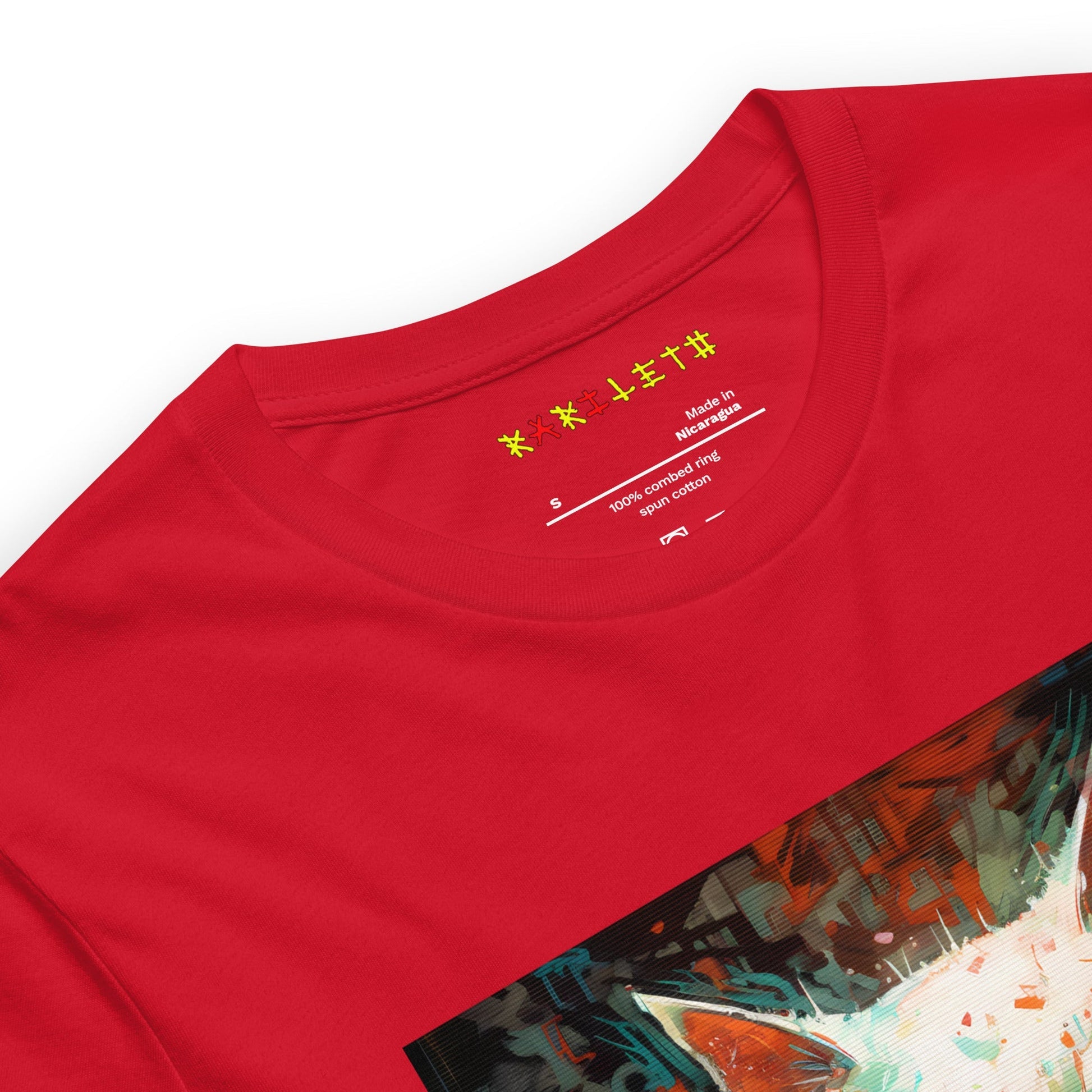 Neck Red: CATS Premium Crewneck T-Shirt in Red (Neck View)