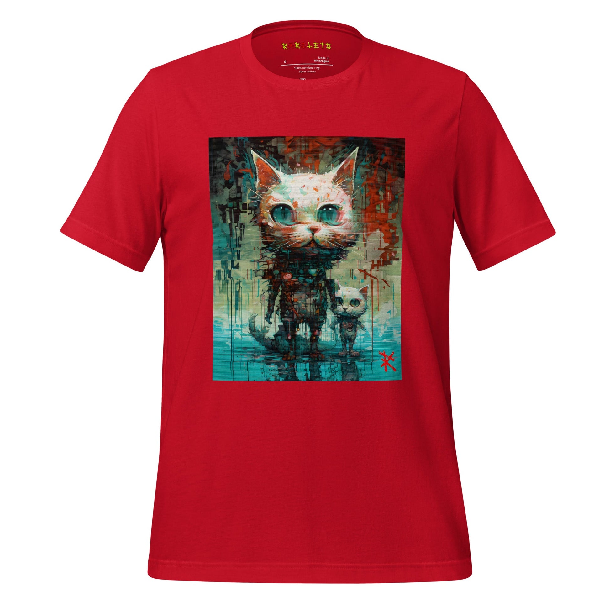 Front Ghost Red: CATS Premium Crewneck T-Shirt in Red (Front Ghost View)