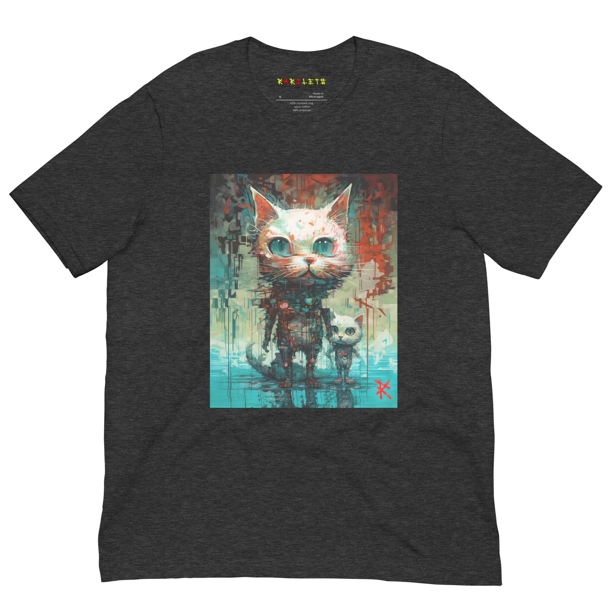 Front Dark Gray Heather: CATS Premium Crewneck T-Shirt in Dark Gray Heather