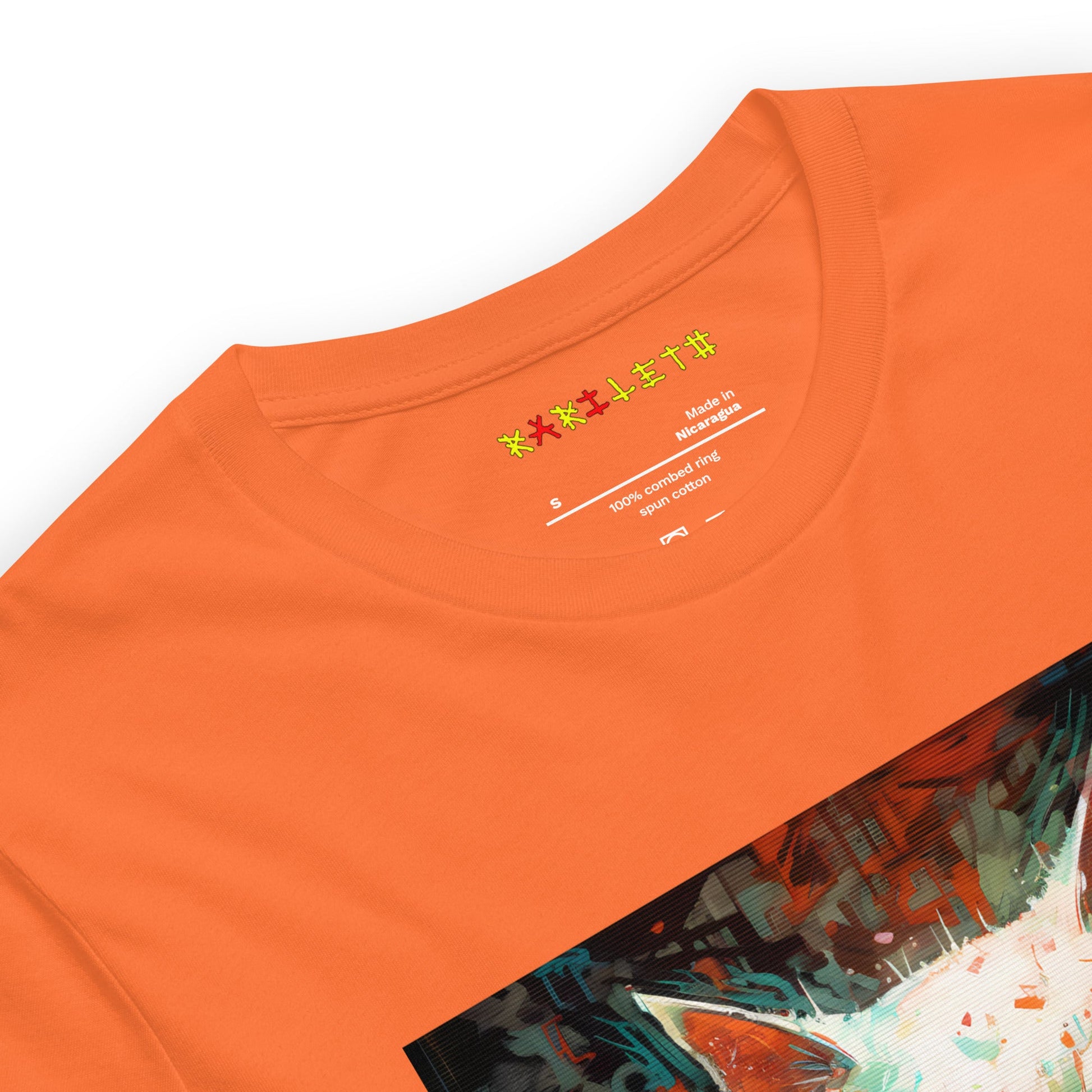 Neck Orange: CATS Premium Crewneck T-Shirt in Orange (Neck View)