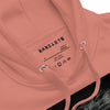 CAVEMAN PORTRAIT Hoodie in Dusty Rose - Rarileto - Neck Front View Close Up