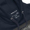 CAVEMAN PORTRAIT Hoodie in Navy Blazer - Rarileto - Neck Front View Close Up