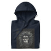 CAVEMAN PORTRAIT Hoodie in Navy Blazer - Rarileto - Folded Front View