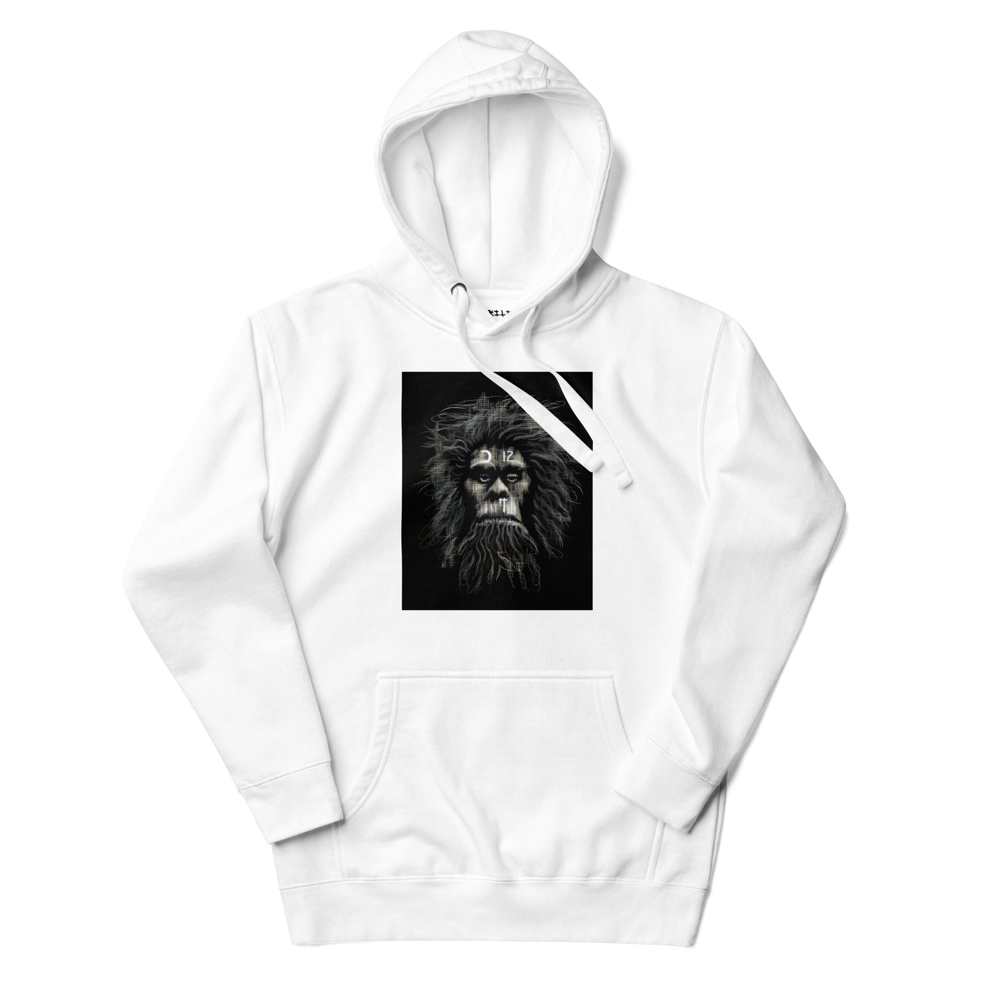 CAVEMAN PORTRAIT Hoodie in White - Rarileto - Front View