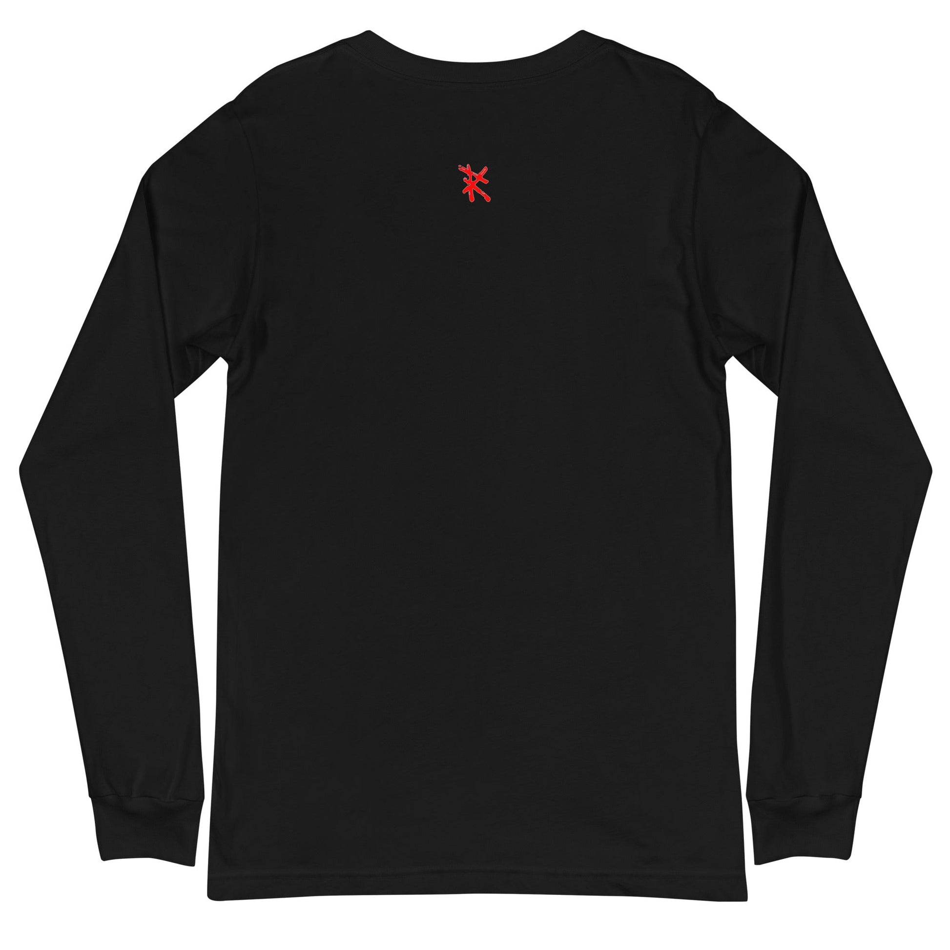 Back Black: CAVEMAN PORTRAIT Long Sleeve Tee in Black - Back View

