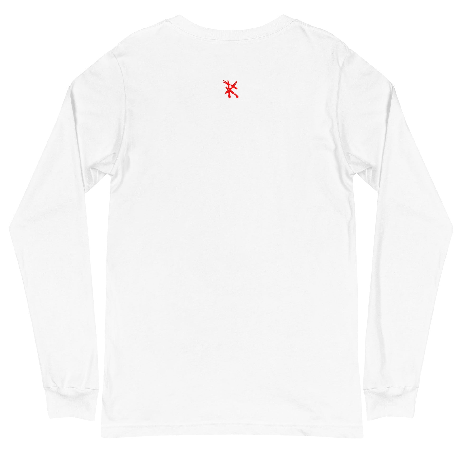 Back White: CAVEMAN PORTRAIT Long Sleeve Tee in White - Back View

