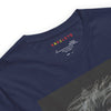 Neck Navy: CAVEMAN PORTRAIT Premium Crewneck T-Shirt in Navy (Neck View)

