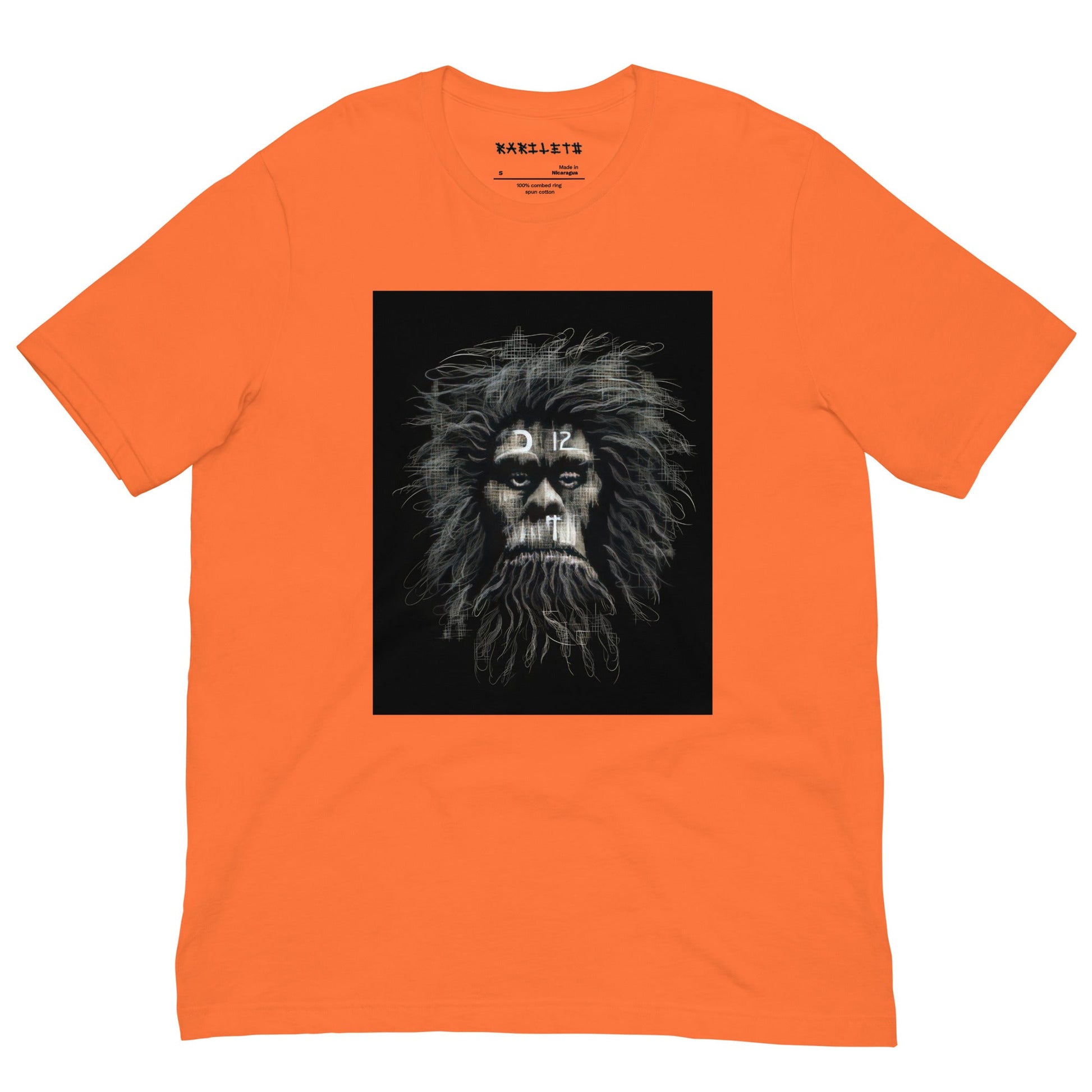 Front Orange: CAVEMAN PORTRAIT Premium Crewneck T-Shirt in Orange

