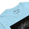 Neck Baby Blue: CAVEMAN PORTRAIT Premium Crewneck T-Shirt in Baby Blue (Neck View)

