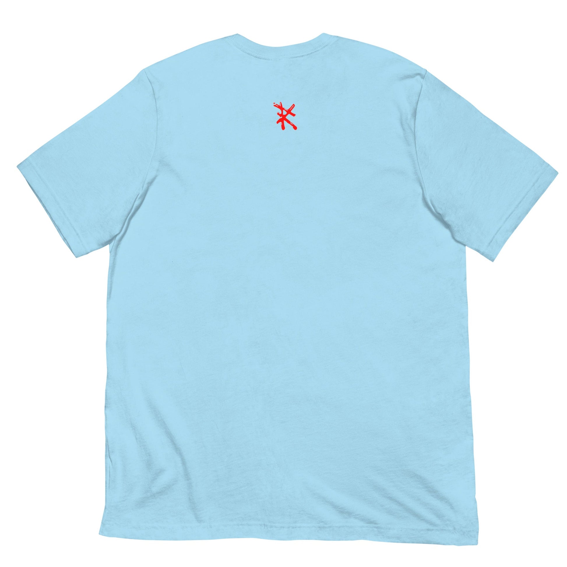 Back Baby Blue: CAVEMAN PORTRAIT Premium Crewneck T-Shirt in Baby Blue

