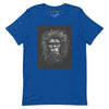 CAVEMAN PORTRAIT Premium Crewneck T-Shirt in Royal - Rarileto - Front View
