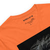 Neck Orange: CAVEMAN PORTRAIT Premium Crewneck T-Shirt in Orange (Neck View)

