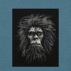 CAVEMAN PORTRAIT Premium Crewneck T-Shirt in Teal - Rarileto - Design View
