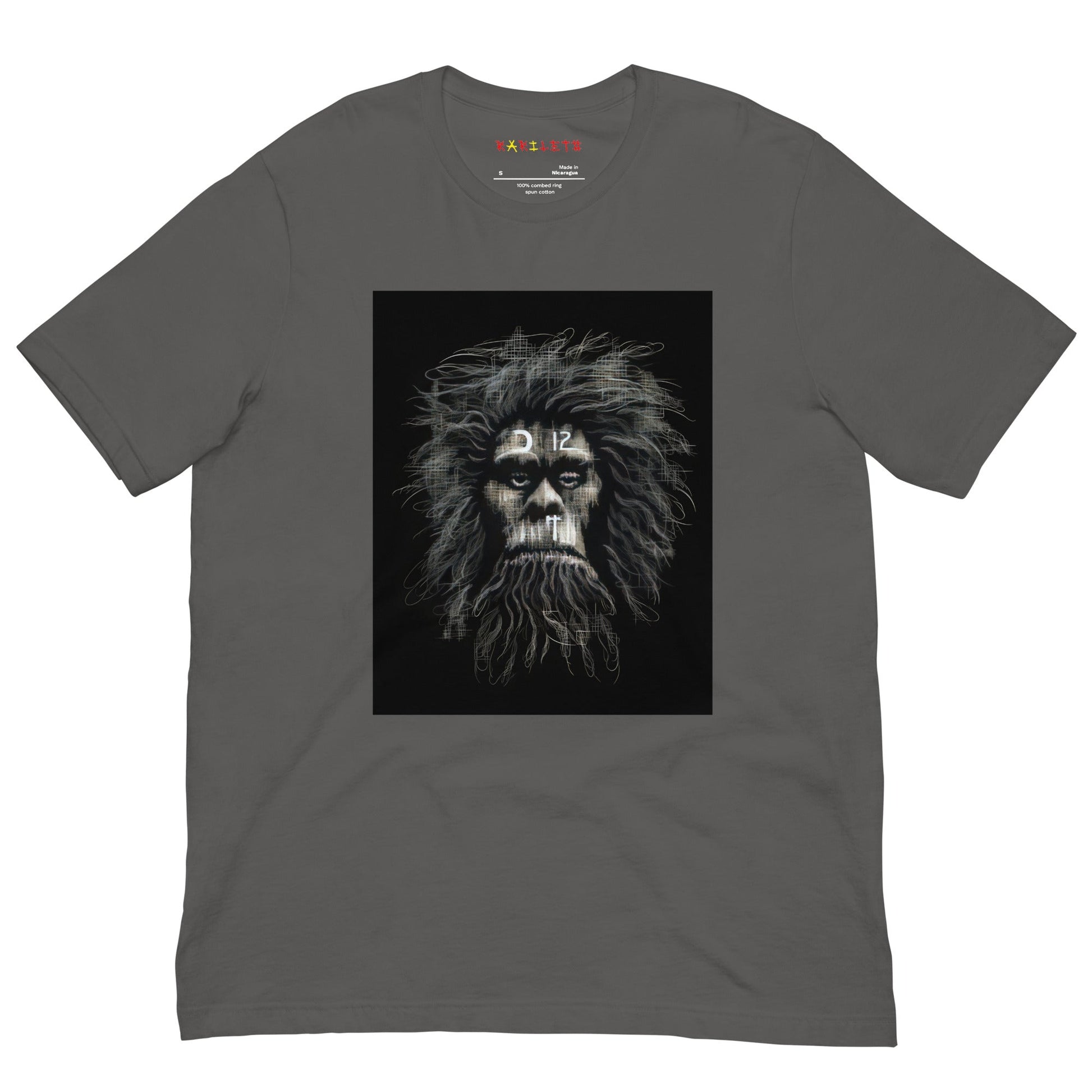 Front Asphalt: CAVEMAN PORTRAIT Premium Crewneck T-Shirt in Asphalt

