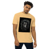 Vintage Gold Front View of CAVEMAN PORTRAIT Premium Heavyweight T-Shirt on Model