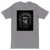 Carbon Grey Front View of CAVEMAN PORTRAIT Premium Heavyweight T-Shirt