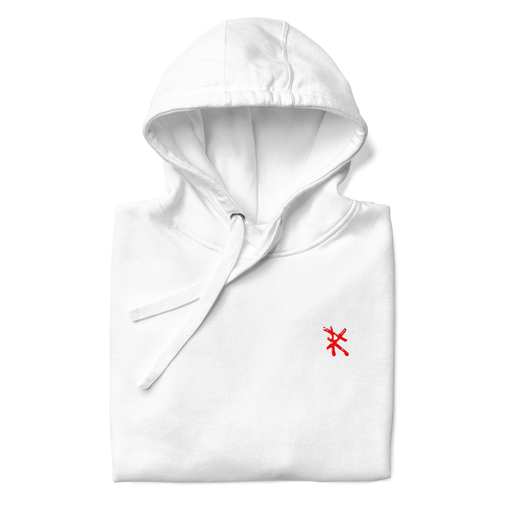 Folded: CELESTIAL ANDROID Hoodie in White - Folded Front View