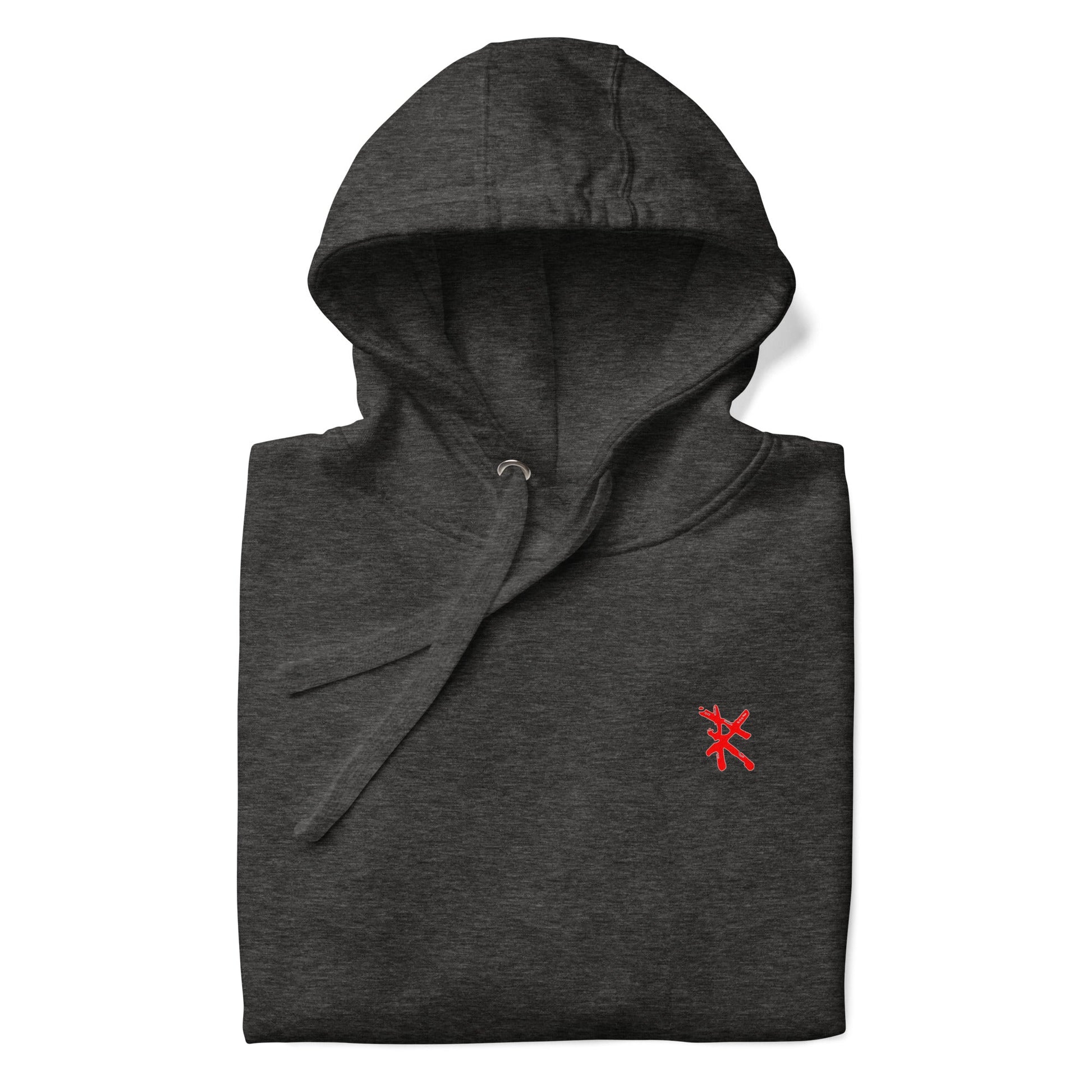 Folded: CELESTIAL ANDROID Hoodie in Charcoal Heather - Folded Front View