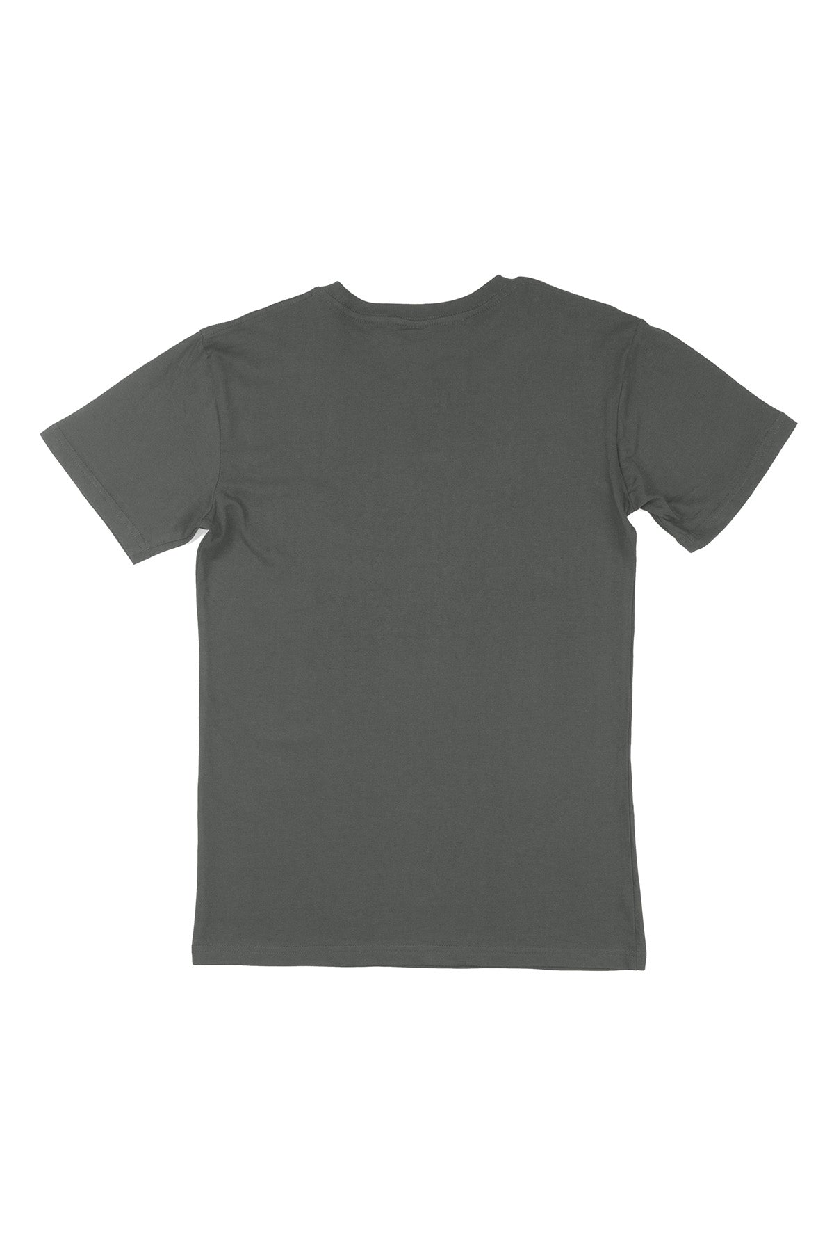 Charcoal graphic tee back flat lay — RARILETO Left Logo Classic Tee
