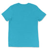 Back view of the Colibri Triblend T-Shirt in aqua triblend, showcasing a comfortable, relaxed fit. Rarileto.