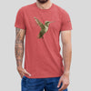 Front view on model wearing the Colibri Triblend T-Shirt in red triblend, great for bold streetwear fashion. Rarileto.