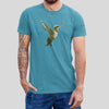 Front view on model wearing the Colibri Triblend T-Shirt in aqua triblend, perfect for casual streetwear style. Rarileto.