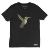 Front view of the Colibri Triblend T-Shirt in solid black triblend, featuring a sleek hummingbird graphic. Rarileto.