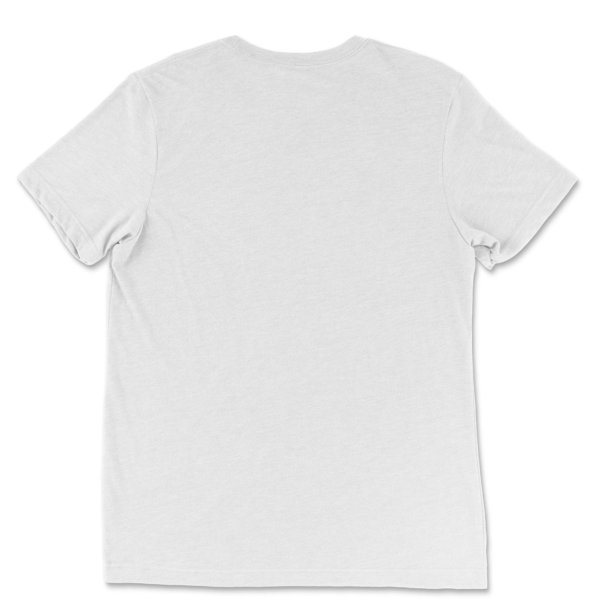 Back view of the Colibri Triblend T-Shirt in solid white triblend, offering a relaxed, comfortable fit. Rarileto.