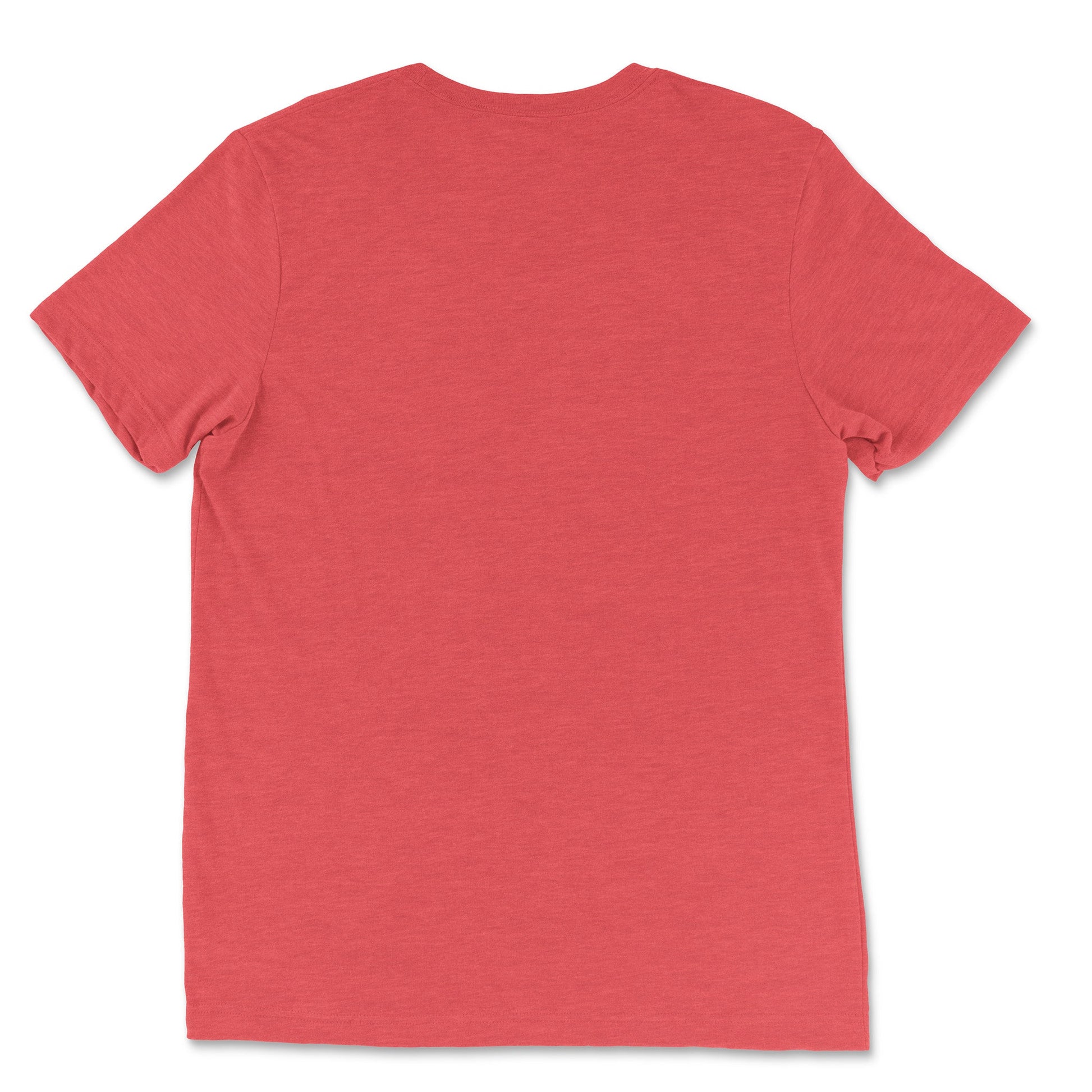 Back view of the Colibri Triblend T-Shirt in red triblend, offering a relaxed, comfortable fit. Rarileto.