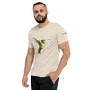 Oatmeal Tri-blend Front View on Model of COLIBRI Unisex Tri-blend T-Shirt