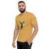 Mustard Tri-blend Front View on Model of COLIBRI Unisex Tri-blend T-Shirt