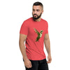 Red Tri-blend Right Front Side View on Model of COLIBRI Unisex Tri-blend T-Shirt