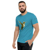 Aqua Tri-blend Front View on Model of COLIBRI Unisex Tri-blend T-Shirt